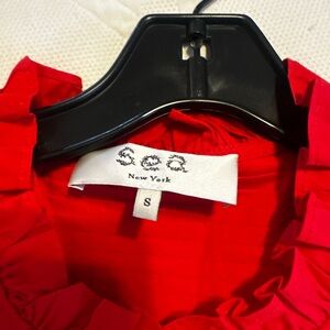 Sea New York Scarlet Ruffled Blouse